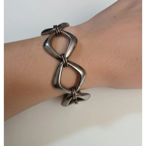 Vintage Turkey DGS Sterling Silver 925 Oval Link Chunky Bracelet 8" - Picture 2 of 5